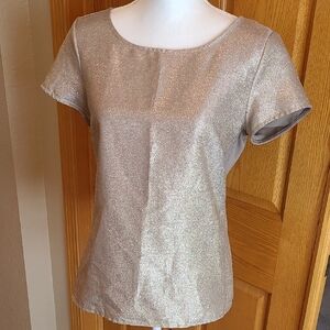 The Limited S Gold Glittery Front Dressy Tee
